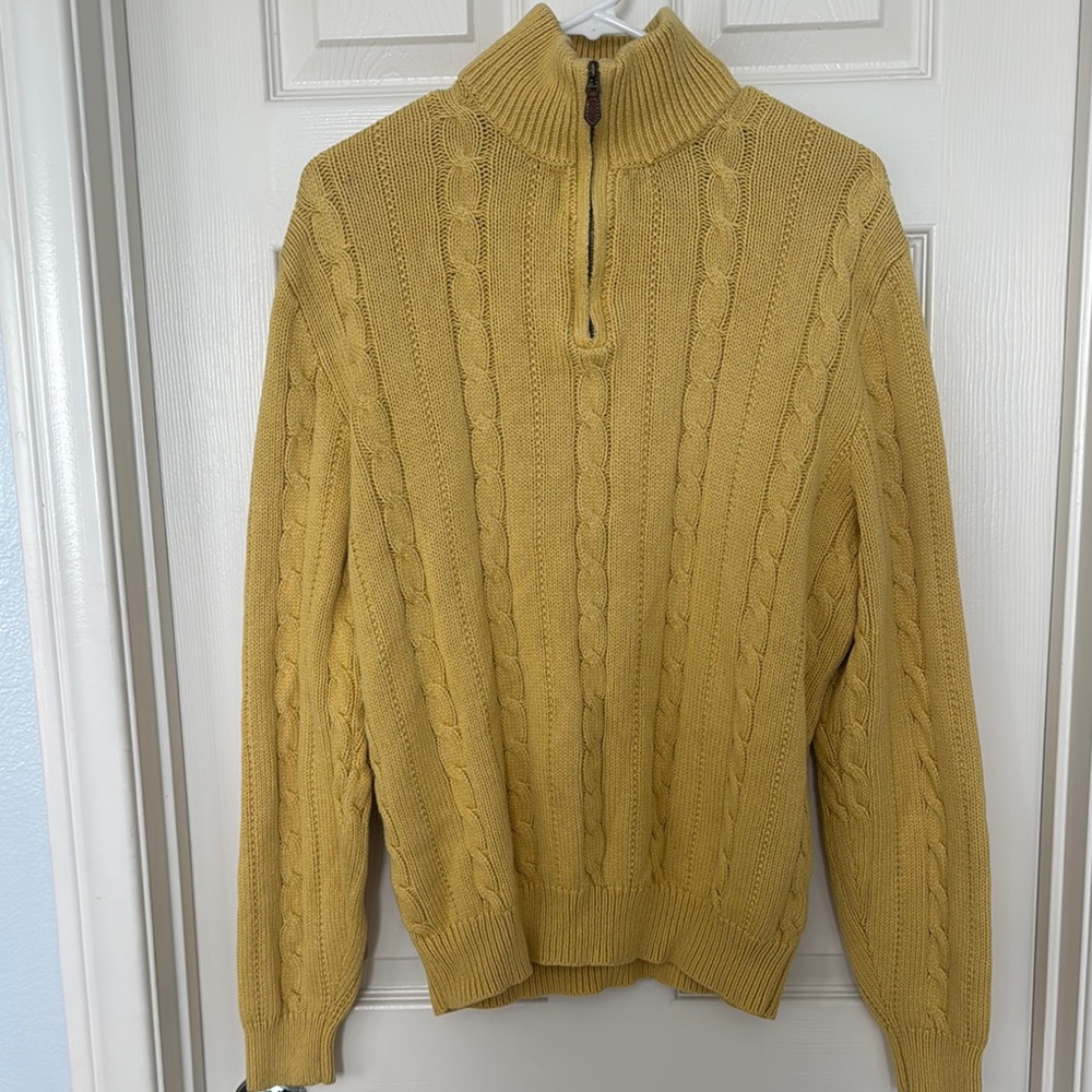 Polo Golf Ralph Lauren Men's Mustard Cable Knit Sweater